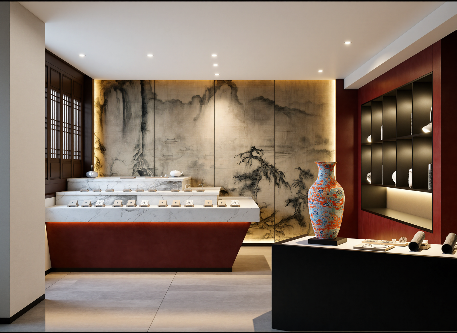 现代陶瓷展厅3D模型下载【ID:1214694696】