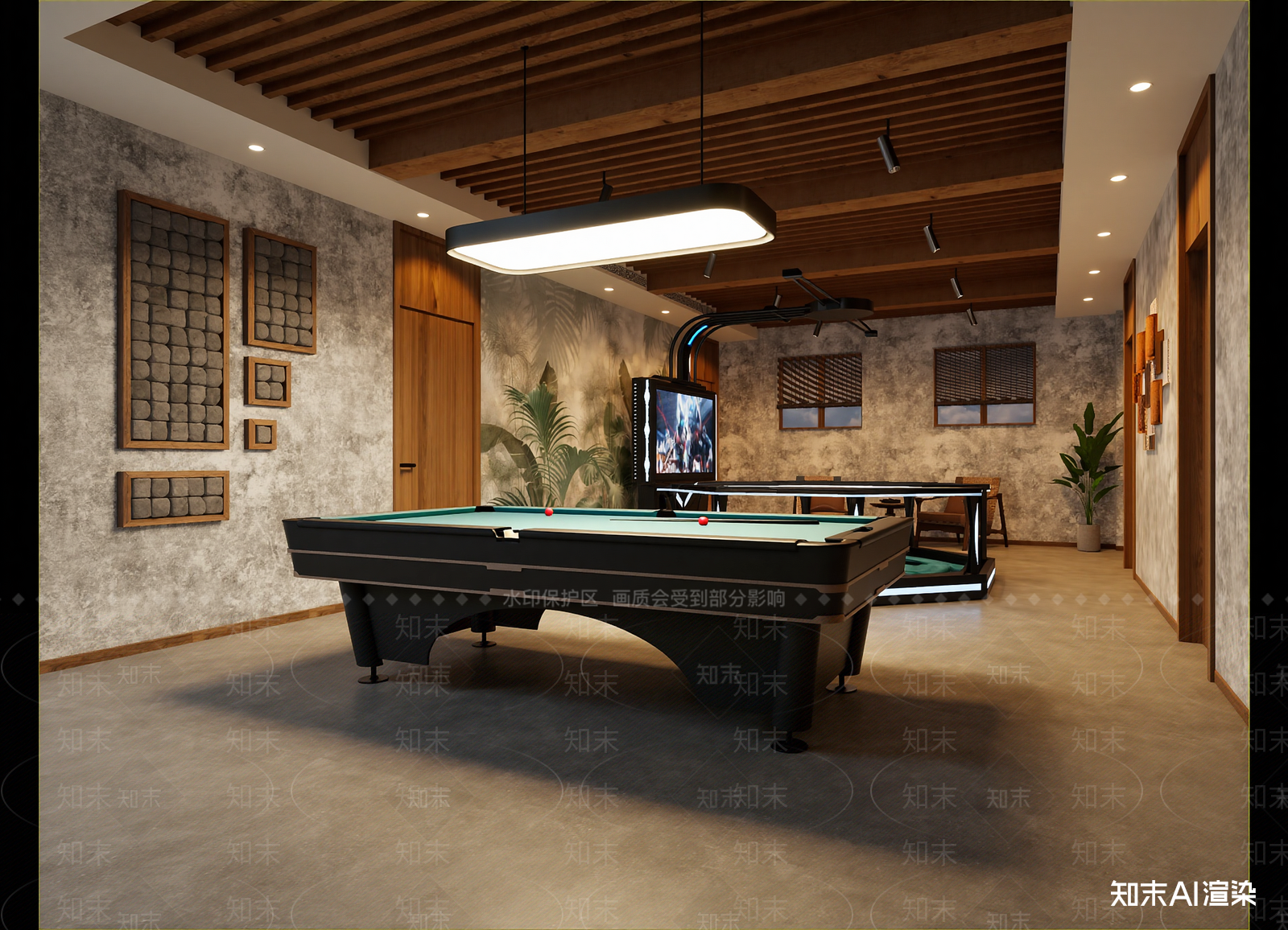 侘寂台球室3D模型下载【ID:1214300870】