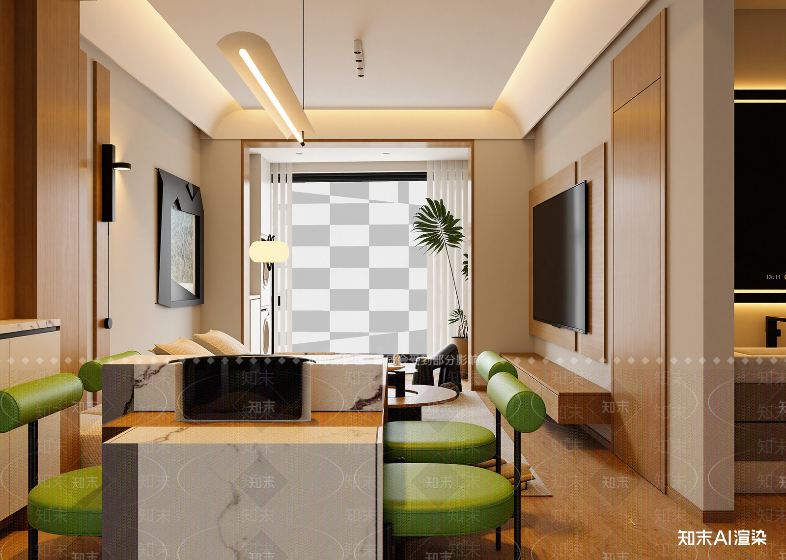 奶油民宿客房3D模型下载【ID:1215919509】