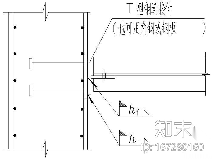 某钢梁与混凝土墙的铰接连接节点构造详图(一)施工图下载【ID:167280160】