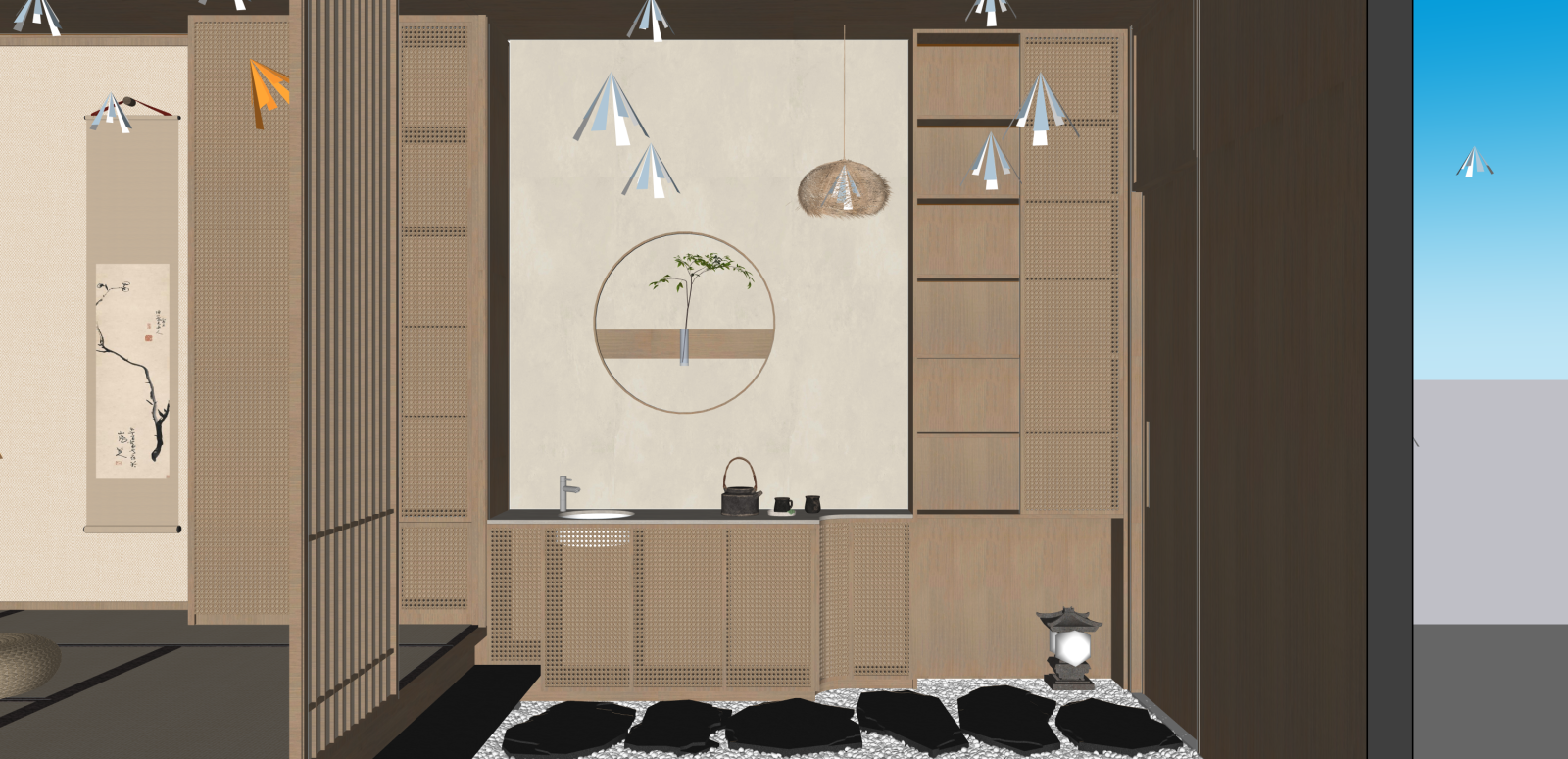 日式茶馆SU模型下载【ID:1216073082】