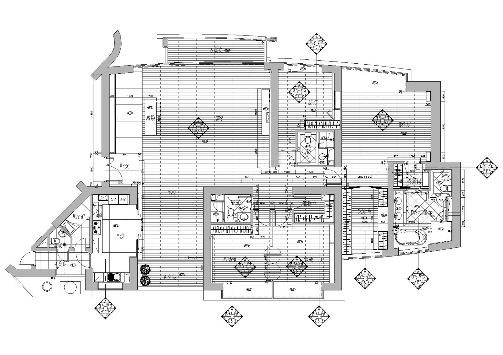 [​上海]梁志天_鹏利海景花园样板房施工图施工图下载【ID:160500120】