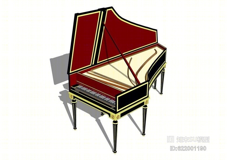古典钢琴SU模型下载【ID:622001190】