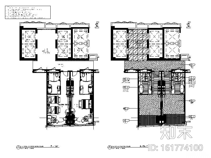 [南京]知名酒店样板间设计施工图cad施工图下载【ID:161774100】
