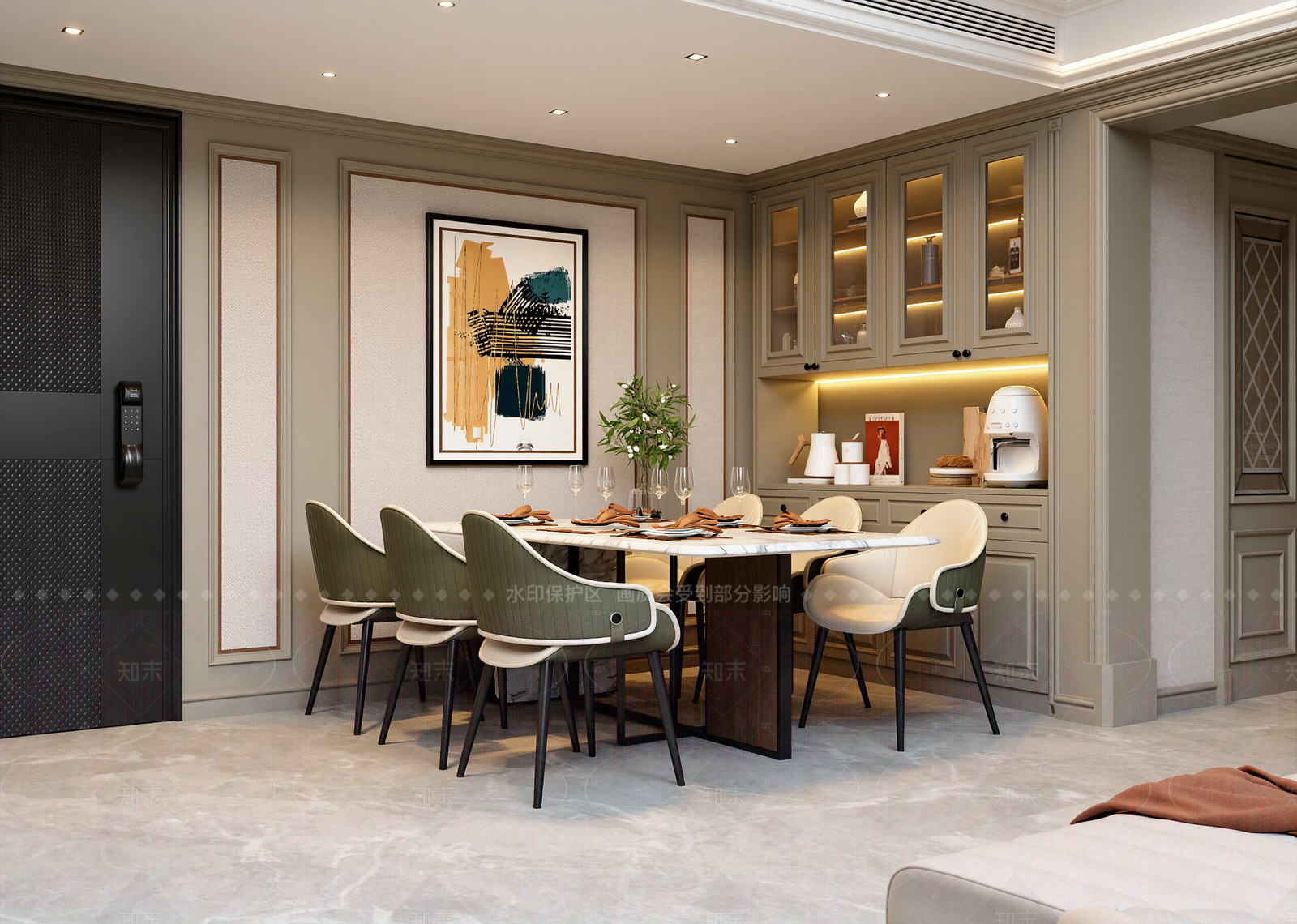 简欧家居餐厅3D模型下载【ID:1214565162】