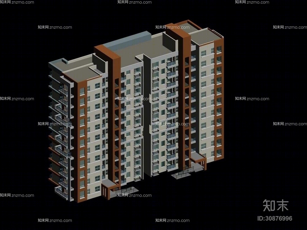 户外高层住宅593D模型下载【ID:30876996】