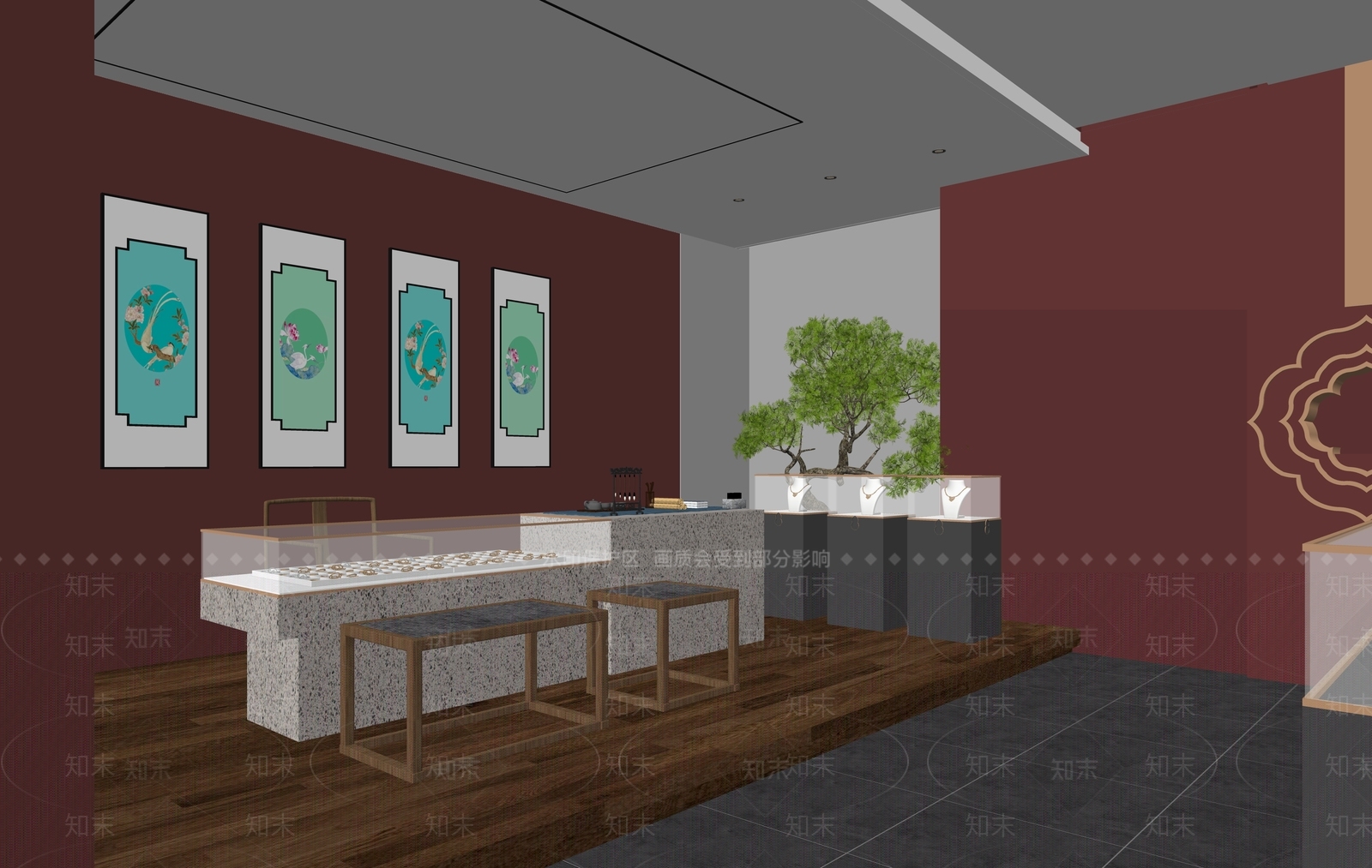 新中式珠宝店SU模型下载【ID:196915135】