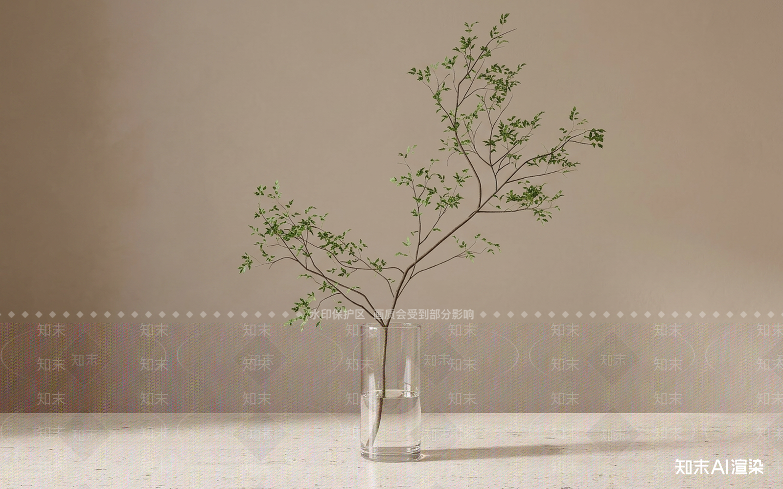 玻璃花瓶绿植灌木3D模型下载【ID:1227289705】