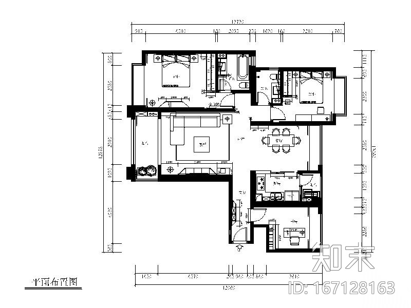 [福建]极简风格样板房设计CAD施工图（含效果图、3D模型...施工图下载【ID:167128163】