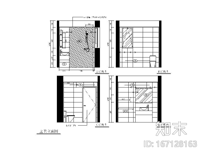 [福建]极简风格样板房设计CAD施工图（含效果图、3D模型...施工图下载【ID:167128163】