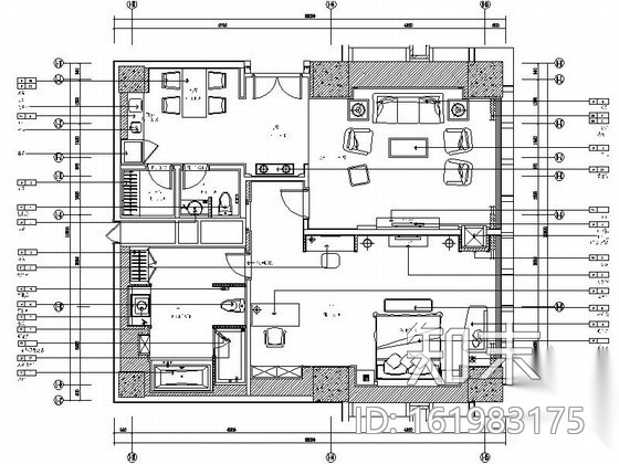 公寓式酒店客房装修图Ⅰcad施工图下载【ID:161983175】