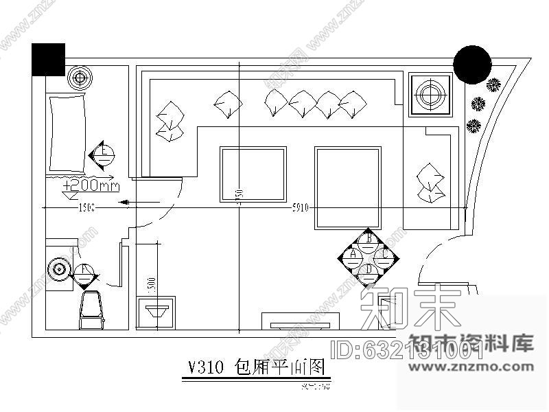 酒吧包间装修图cad施工图下载【ID:632131001】