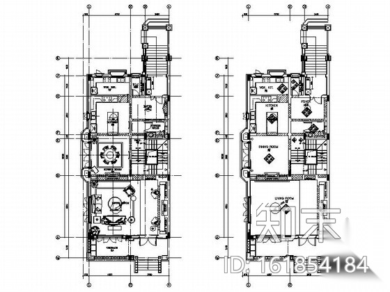 [浙江]豪华美式风格三层别墅样板间室内装修设计施工图（...cad施工图下载【ID:161854184】