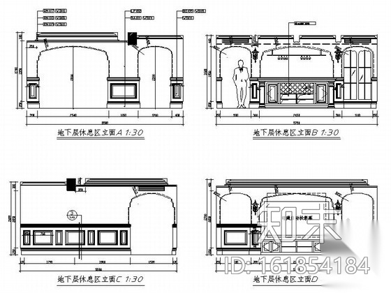 [浙江]豪华美式风格三层别墅样板间室内装修设计施工图（...cad施工图下载【ID:161854184】