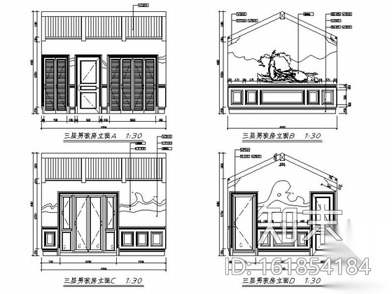 [浙江]豪华美式风格三层别墅样板间室内装修设计施工图（...cad施工图下载【ID:161854184】