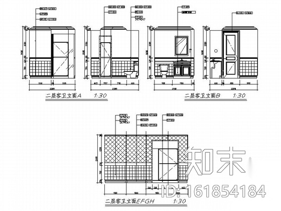 [浙江]豪华美式风格三层别墅样板间室内装修设计施工图（...cad施工图下载【ID:161854184】