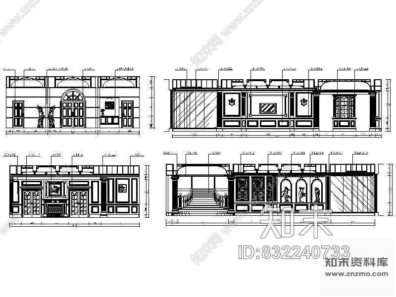图块/节点欧式客厅立面图施工图下载【ID:832240733】