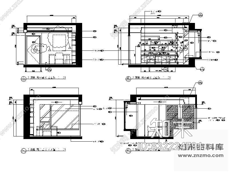 图块/节点书房立面图cad施工图下载【ID:832224791】