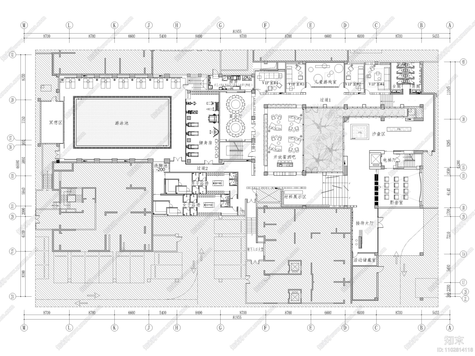 郑州壹号院商务会所室内装修设计施工图施工图下载【ID:1102814118】
