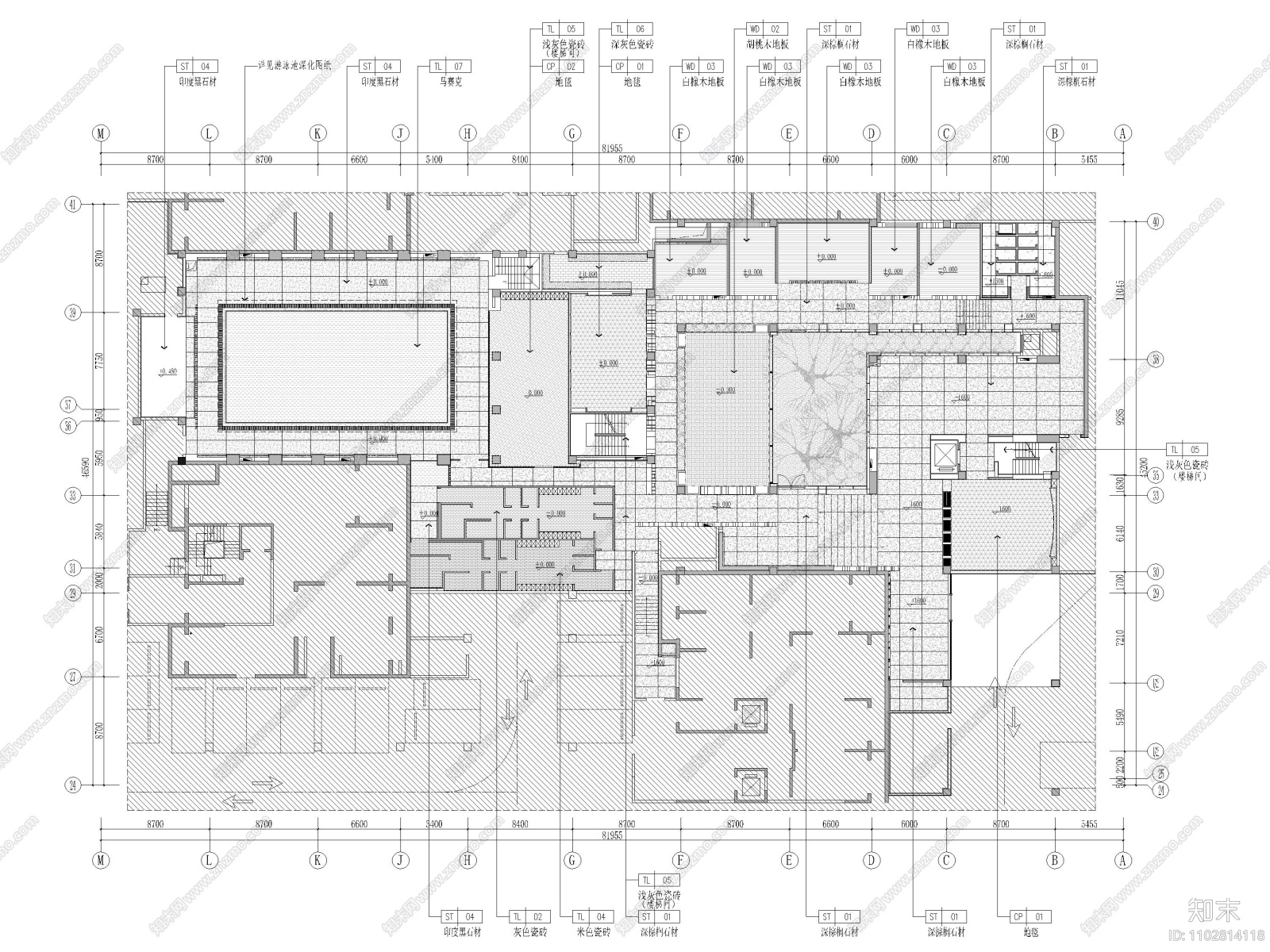 郑州壹号院商务会所室内装修设计施工图cad施工图下载【ID:1102814118】