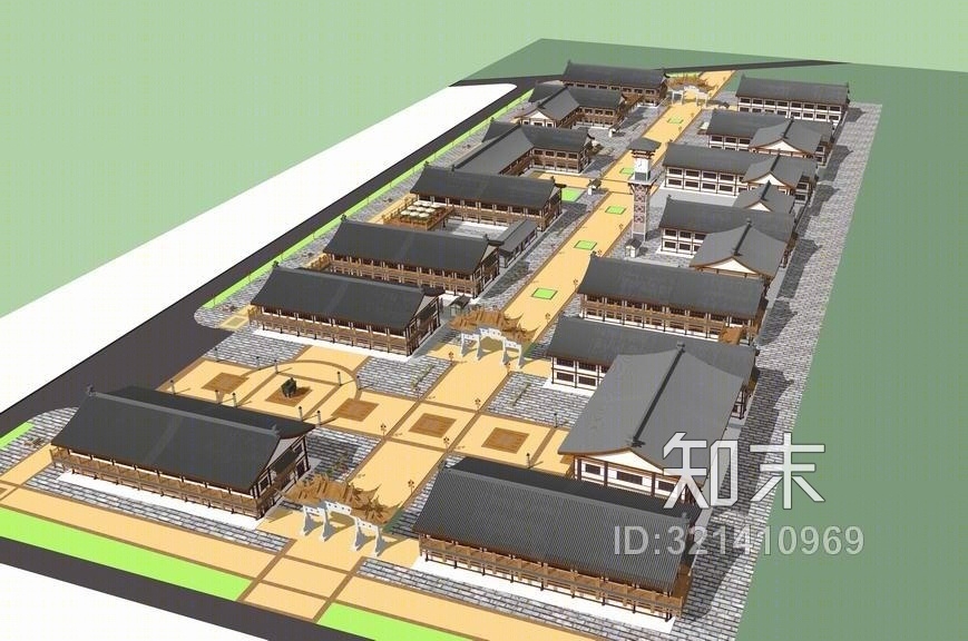 仿唐商业街SU模型下载【ID:321410969】