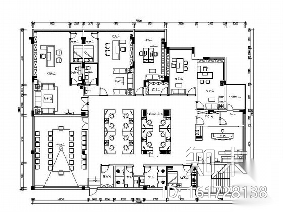 [江西]新中式投资公司办公室室内装修图（含效果）cad施工图下载【ID:161728138】