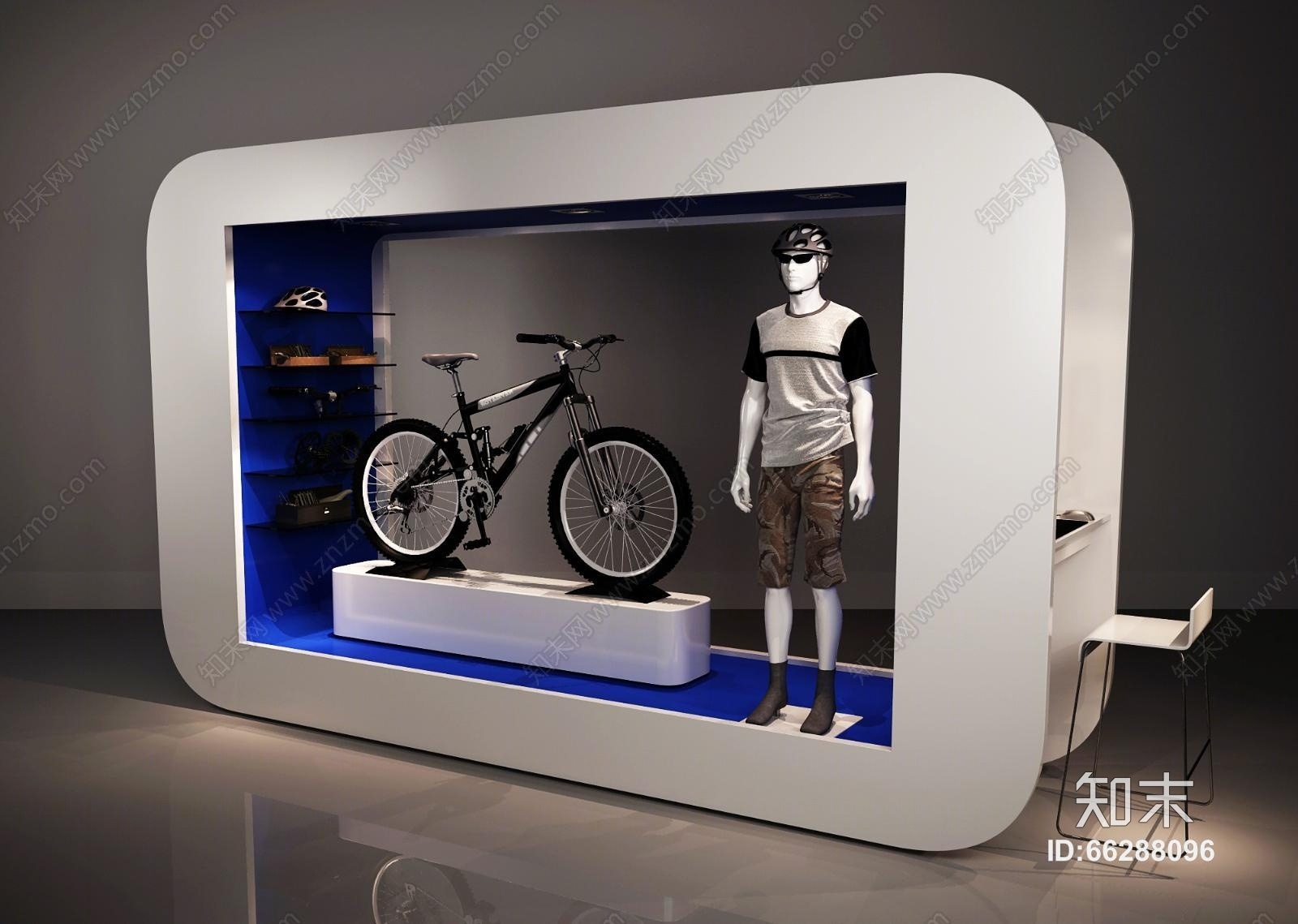 现代自行车商品展柜3D模型下载【ID:66288096】
