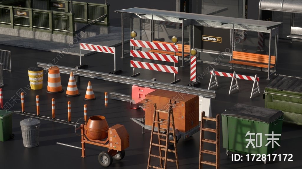 现代交通站台CG模型下载【ID:172802185】