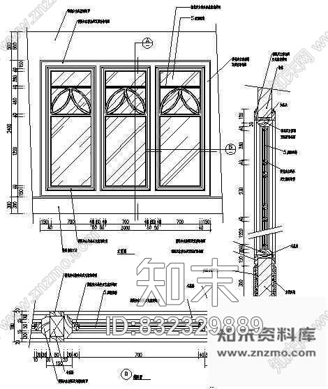 图块/节点欧式窗cad施工图下载【ID:832329889】