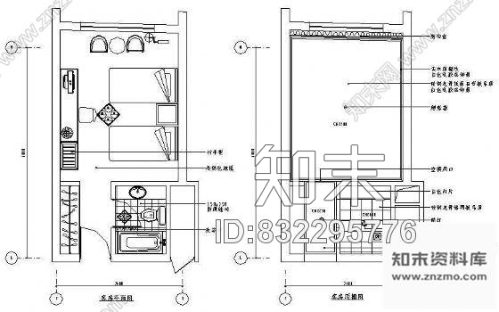 图块/节点标准客房空间cad施工图下载【ID:832295776】