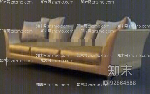 现代米色皮质三人沙发3D模型下载【ID:92864588】