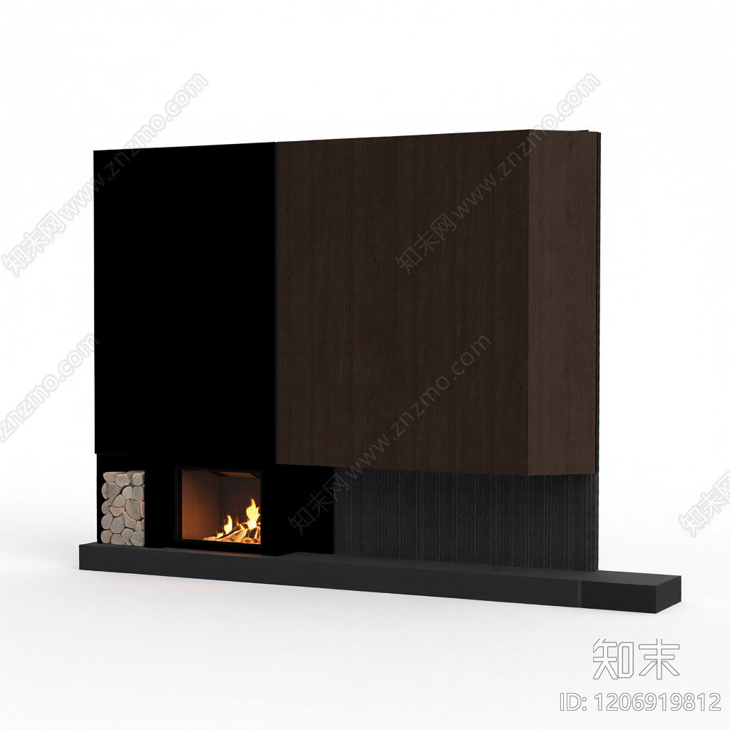 壁炉电视墙组合体3D模型下载【ID:1206919812】