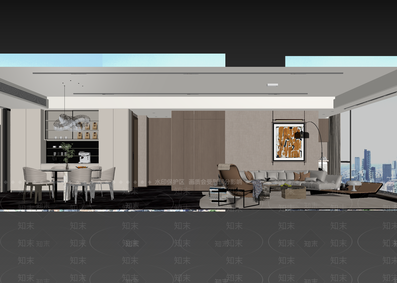 现代客餐厅3D模型下载【ID:1215104735】