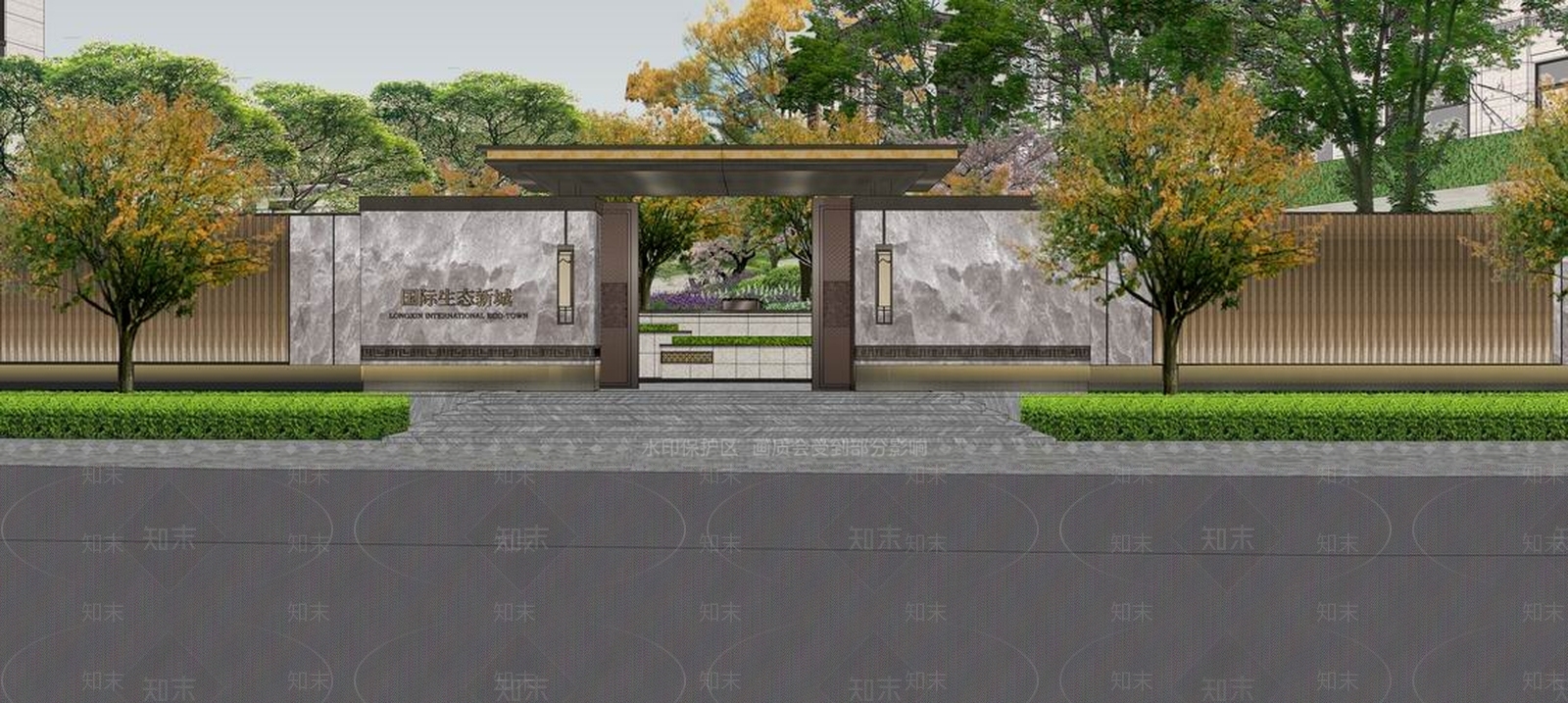 重庆某国际生态城景观深化SU模型下载【ID:172384168】