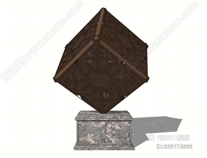 方形雕塑SU模型下载【ID:636174666】