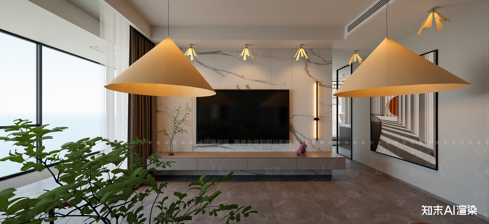 现代家居客厅SU模型下载【ID:1222158756】