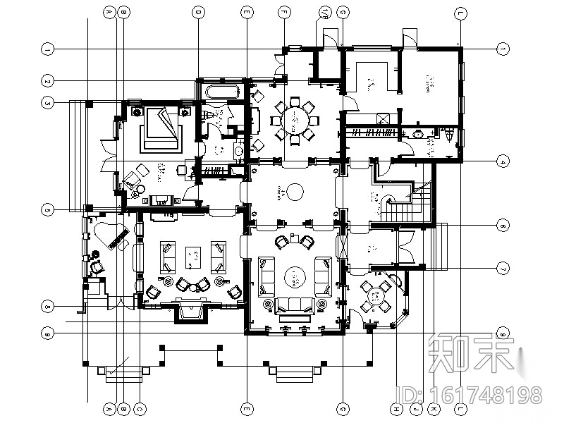 [上海]欧式三层豪华别墅施工图（含效果）cad施工图下载【ID:161748198】