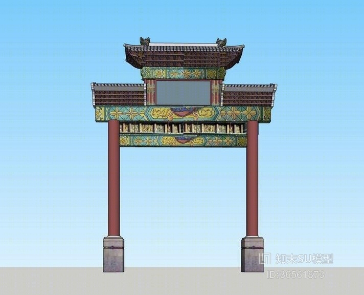 中式牌坊SU模型下载【ID:36561873】
