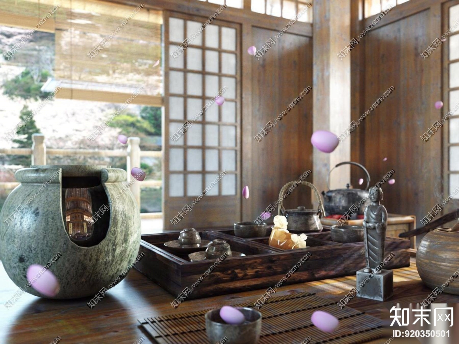 中式古代禅意茶室3D模型下载【ID:920350501】