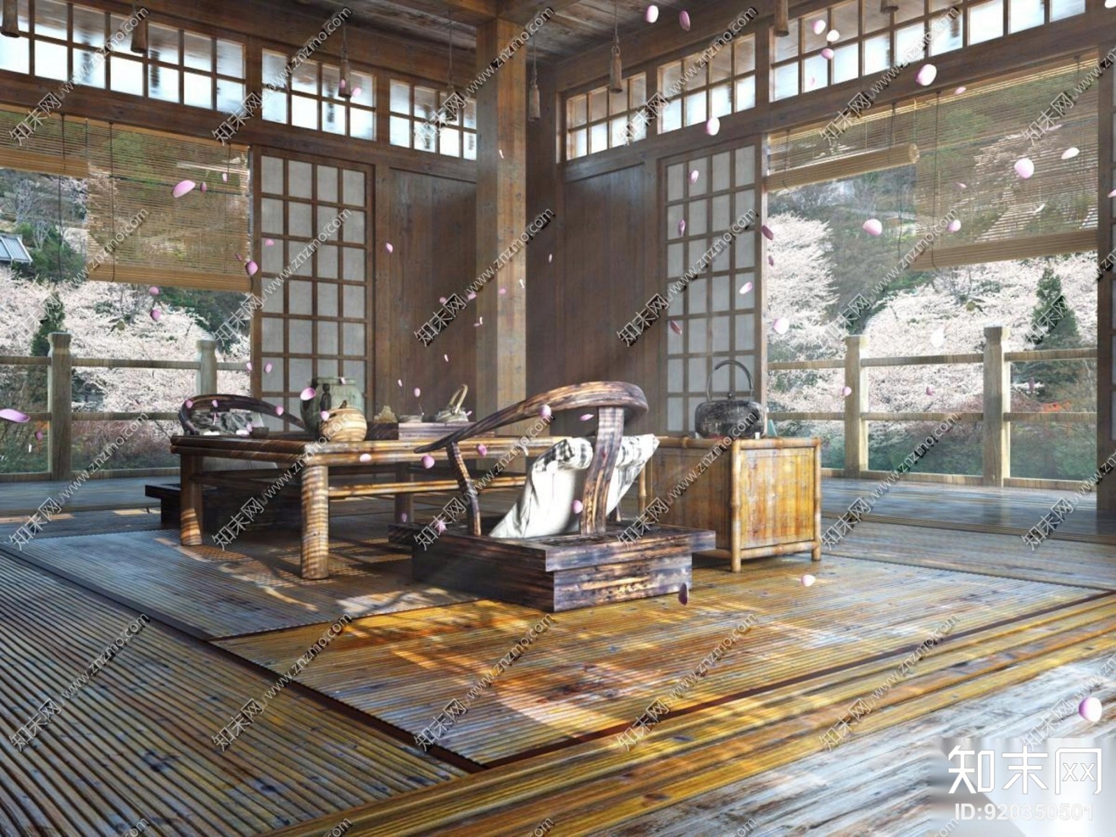 中式古代禅意茶室3D模型下载【ID:920350501】