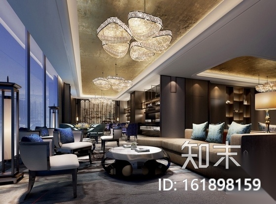 [安徽]商务特区商务酒店高档行政酒廊CAD装修施工图（含...cad施工图下载【ID:161898159】