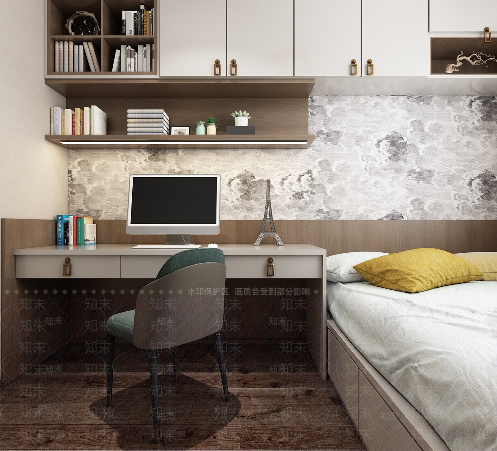 新中式次卧室3D模型下载【ID:434458770】