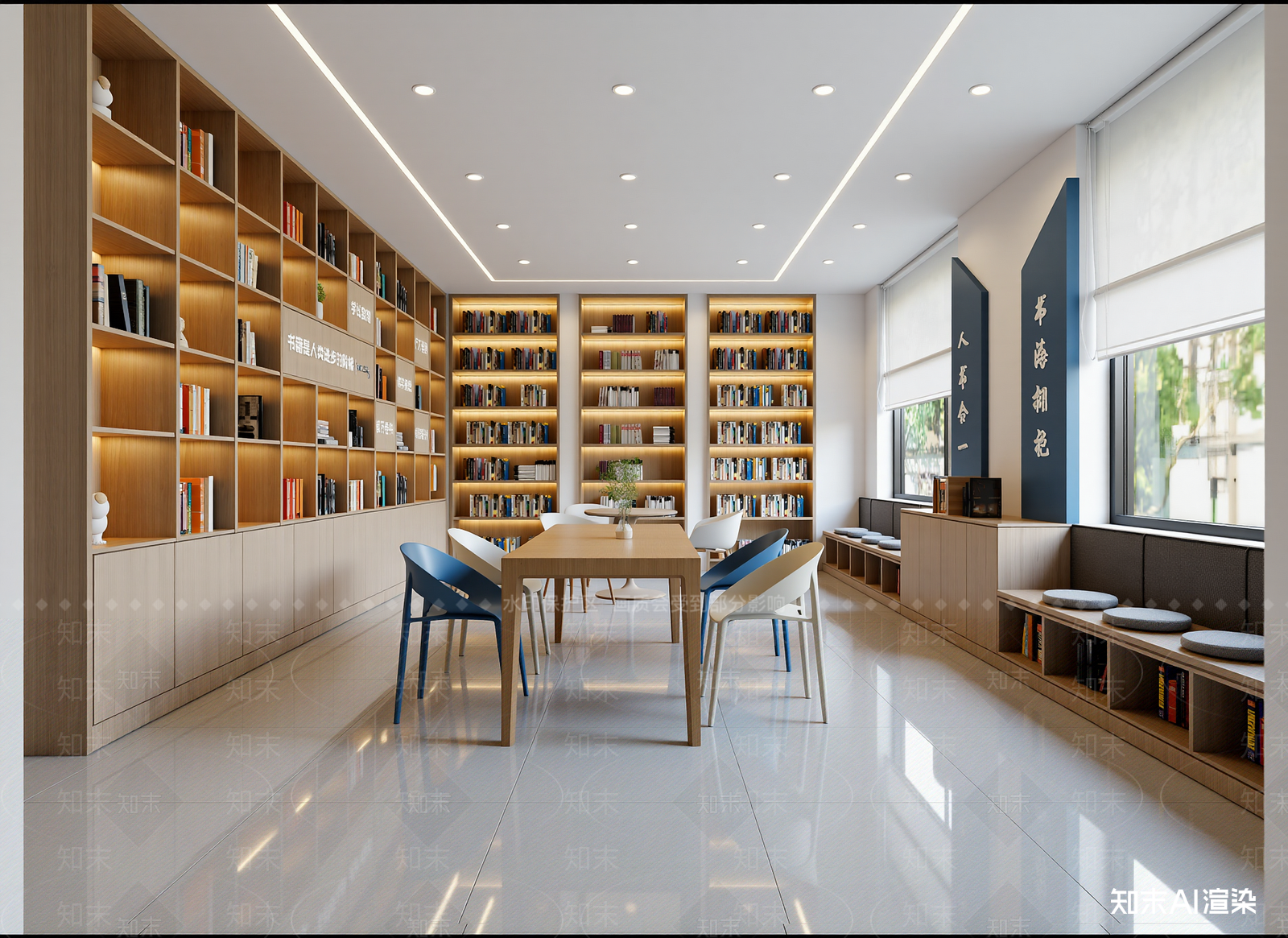 现代图书馆3D模型下载【ID:1215077880】