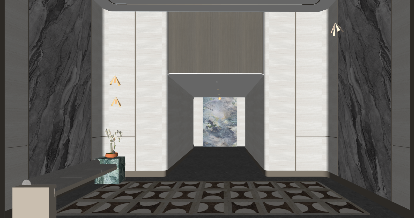 现代电梯厅SU模型下载【ID:1215960245】