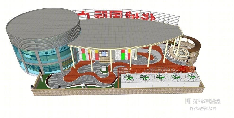 商业广场屋顶花园设计SU模型下载【ID:66586378】