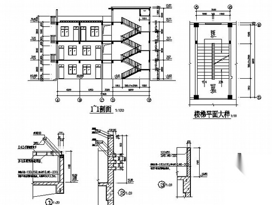 某三层学校教学楼建筑施工图cad施工图下载【ID:151565104】