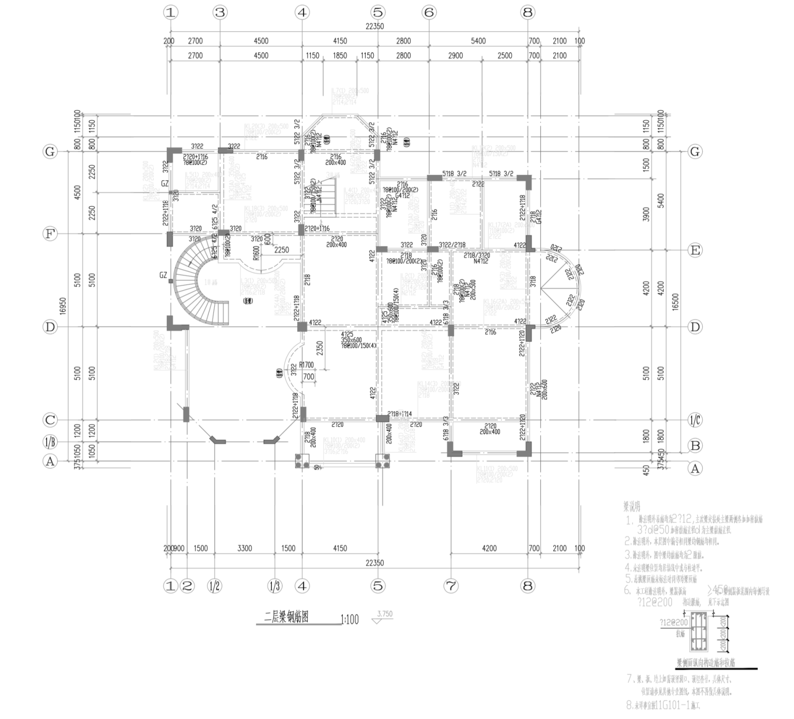 欧式三层坡屋顶独栋别墅庭院建筑施工图施工图下载【ID:150023177】