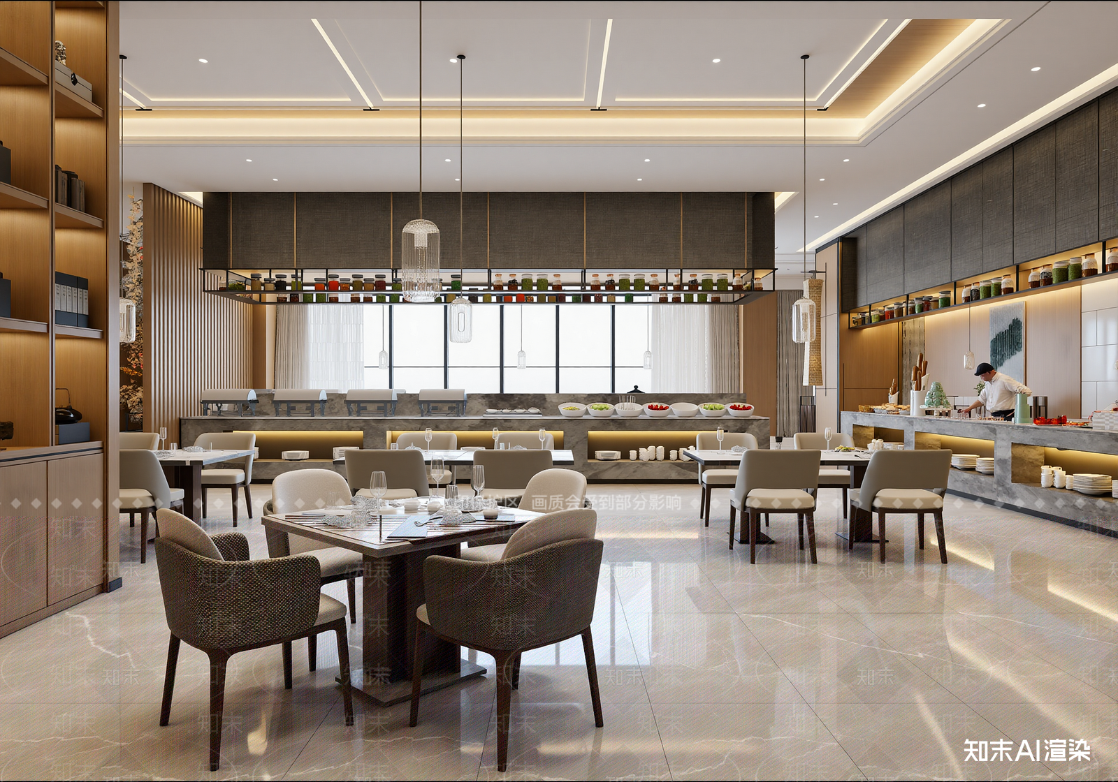 新中式自助餐厅3D模型下载【ID:1214650242】