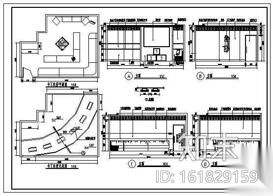 KTV包房装修立面图cad施工图下载【ID:161829159】