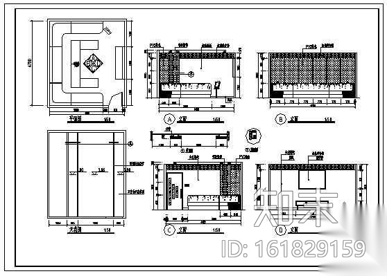 KTV包房装修立面图cad施工图下载【ID:161829159】